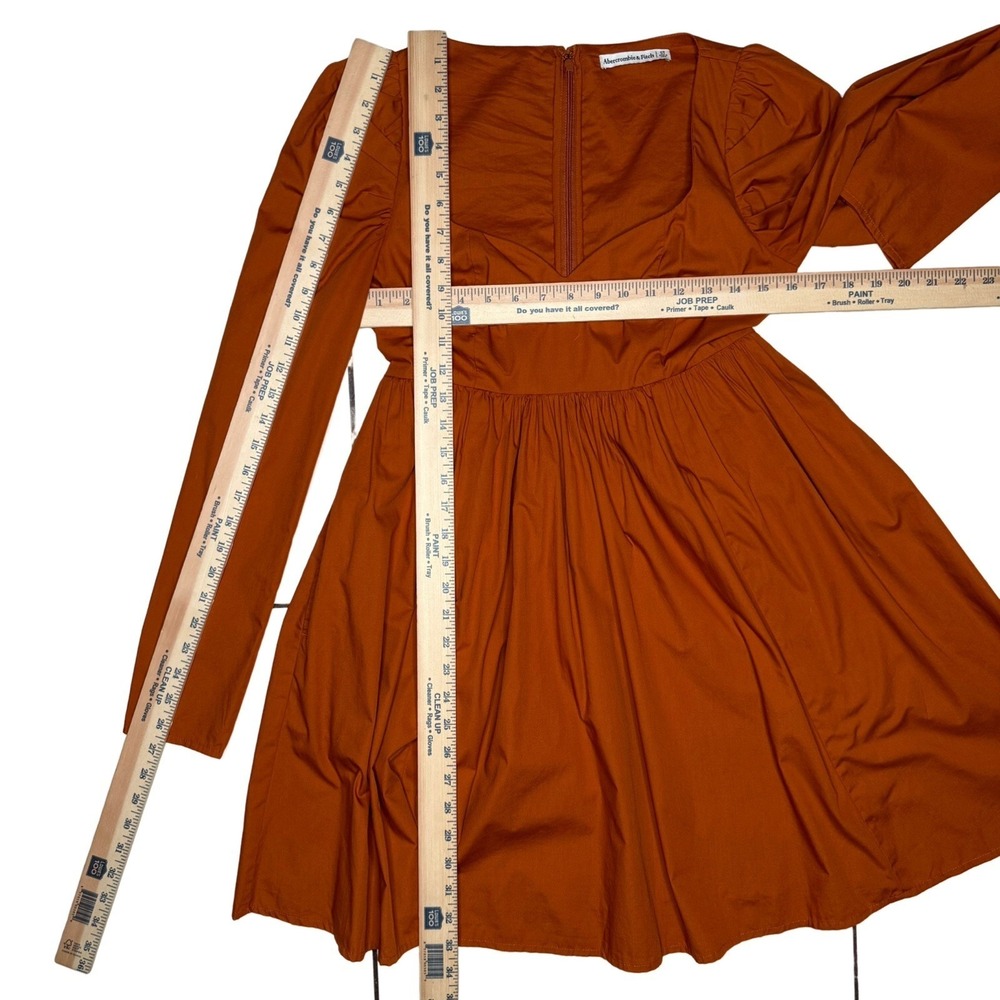 Abercrombie‎ & Fitch S Tall Sweetheart Neck Babydoll Mini Dress Poplin Pockets - Picture 8 of 9